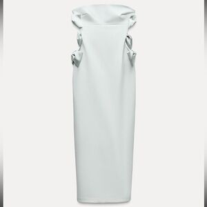 🎀Zara Satin Effect Bow Midi Dress 🎀